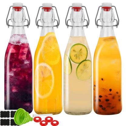 Picture of ZEBEIYU 32oz Beer Bottle,Swing Top Glass Kombucha Bottles with Stoppers for Brewing, Beverages, Smoothies, Kefir, Beer, Soda, Juicing, Kombucha, Oil, Water, Milk, Vinegar(4 Pack)