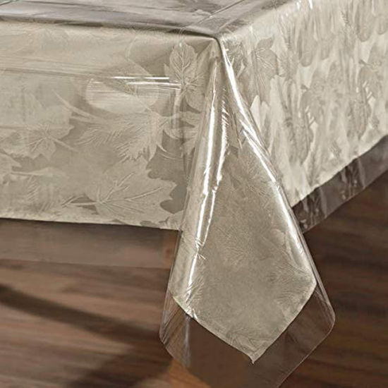 Picture of sancua Clear Plastic 100% Waterproof Tablecloth - 54 x 78 Inch - Vinyl PVC Rectangle Table Cloth Protector Oil Spill Proof Wipe Clean Table Cover for Dining Table, Parties & Camping, Crystal Clear