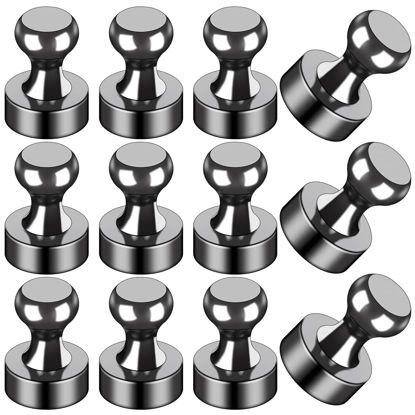 Picture of LOVIMAG 12Pcs Black Fridge Magnets, Small and Strong Magnets for Whiteboard, Office, Classroom, Map, Kitchen Accessories, Office Accessories, Locker Accessories