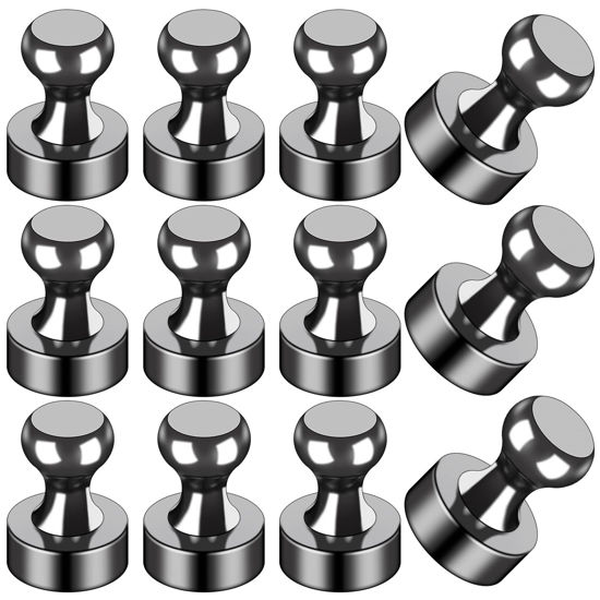 Picture of LOVIMAG 12Pcs Black Fridge Magnets, Small and Strong Magnets for Whiteboard, Office, Classroom, Map, Kitchen Accessories, Office Accessories, Locker Accessories