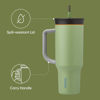 Picture of Owala Stainless Steel Triple Layer Insulated Travel Tumbler with Spill Resistant Lid, Straw, and Carry Handle, BPA Free, 40 oz, Green (Brave Adventures)