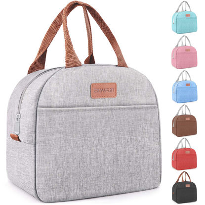 Picture of Lunch Bag for Women & Men Adult Insulated Lunch Box, Small Leakproof Cooler Food Lunch Containers Reusable High Capacity Lunch Tote Bags for Work, Travel, Outdoor (Grey)