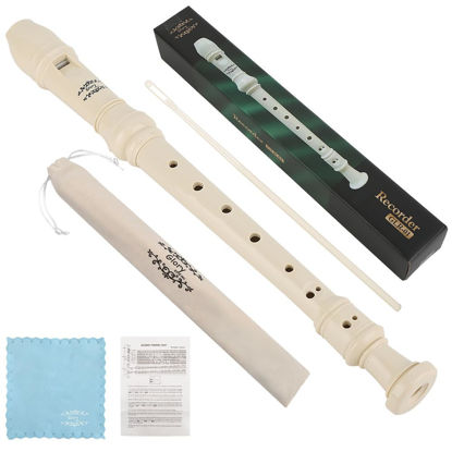 Picture of Glory Soprano Recorder Instrument for Beginner, German Fingering C Key Recorder Instrument,Beige
