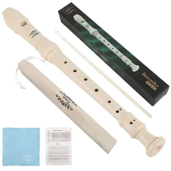 Picture of Glory Soprano Recorder Instrument for Beginner, German Fingering C Key Recorder Instrument,Beige