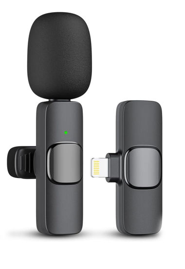 Picture of Professional Wireless Lavalier Microphone for iPhone iPad, Cordless Omnidirectional Clip Mic, Plug-Play Microphone for Interview Video Podcast Vlog YouTube