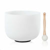 Picture of CVNC 440HZ 8 Inch F Note Heart Chakra Frosted Quartz Crystal Singing Bowl with Mallet and O-ring for Sound Healing Meditation
