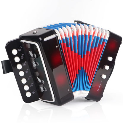 Picture of Kids Accordion, Horse 10 Keys Control Kids Accordion Musical Instruments for Kids Children Beginners Lightweight and Environmentally-friendly (Black)