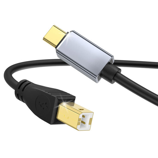 Picture of MeloAudio USB C MIDI Cable, Type C to USB 2.0 MIDI Interface Cable for Midi Controller, Midi Keyboard, Audio Interface for ipad, Samsung, Laptop, MacBook, 5FT USB B to USB C Printer Cable Black