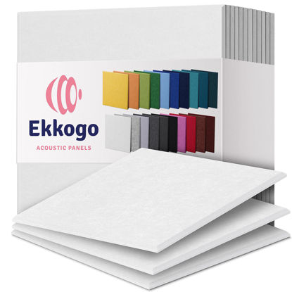Picture of Ekkogo Acoustic Panels 12-Pack Soundproof Wall Panels 12"X12"X0.4" Sound Panels High Density Sound Dampening Panels - [White Square]