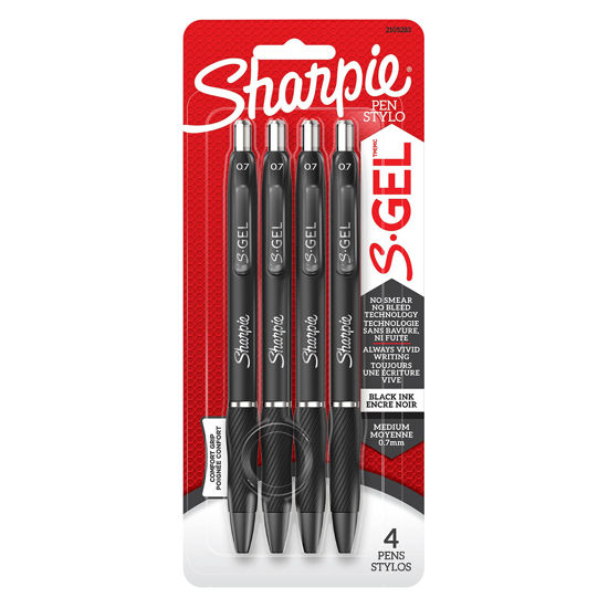 Picture of Sharpie S-Gel, Gel Pens, Drawing Pens, Gel Ink Pens For Journaling, Writing Pens, Coloring Pens, Medium Point Pens (0.7Mm), Black Ink Gel Pen, 4 Count