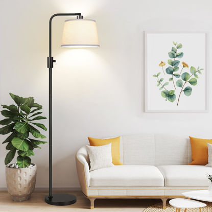 Picture of 【Upgraded】 Dimmable Floor Lamp, 1000 Lumens LED Edison Bulb Included, Arc Floor Lamps for Living Room Modern Standing Lamp with Linen Shade, Tall Lamp for Bedroom Office Dining Room- Black