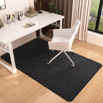 Picture of Placoot Office Chair Mat for Hardwood Floor, 55"x35" Computer Chair Mat, Desk Chair Mat, Large Anti-Slip Floor Protector for Home Office Black