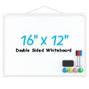 Picture of MaxGear Double-Sided Dry Erase Board for Wall, 16"x12" Hanging Whiteboard, Small Dry Erase White Board with 3 Markers&4 Magnets, Portable Whiteboard for Students - Planning, Drawing, Memo, to Do List