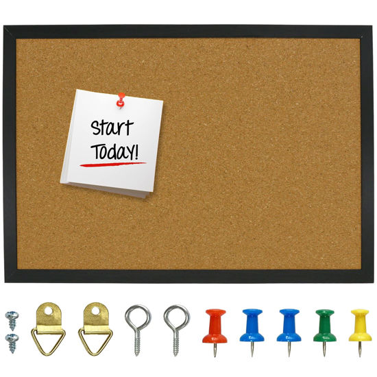 Picture of OWLKELA Cork Bulletin Board 17.7"X 13.3", Notice Pin, Ideal for Office & Home Decor, School Message or Vision