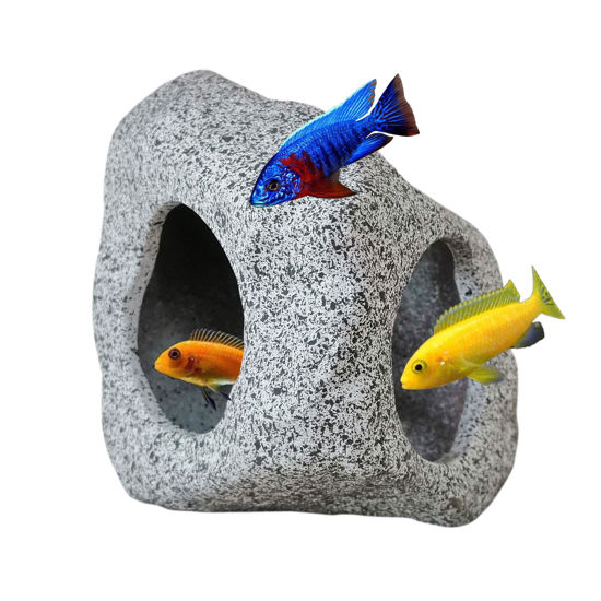 Picture of SpringSmart Aquarium Hideaway Rock Cave for Aquatic Pets to Breed, Play and Rest, Safe and Non-Toxic Ceramic Fish Tank Ornaments, Decor Stone for Betta