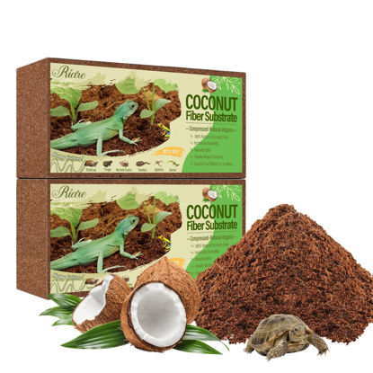 Picture of Riare 2 Pack Natural Coconut Fiber Substrate for Reptile- Premium Compressed Coconut Husk Terrarium Bedding for Reptile, Tortoise, Frogs, Snakes Hermit Crabs, Burrowing Animals