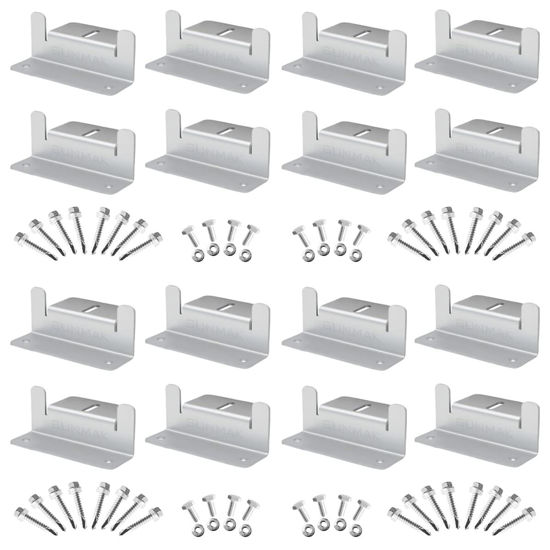 Picture of SUNMAK 16 Units per Set Solar Panel Mounting Z Brackets, Solar Panel Mounting Brackets Lightweight Aluminum Corrosion-Free for RVs, Trailers, Boats, Yachts, Wall and Other Off Gird Roof
