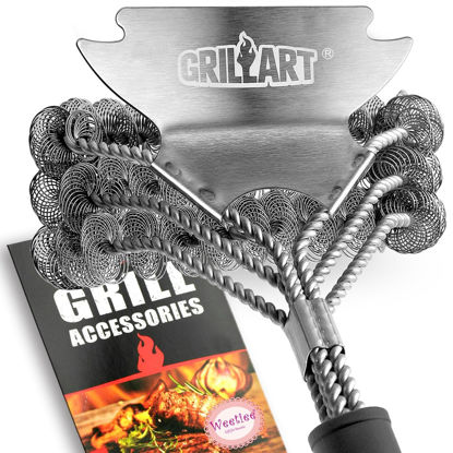 Picture of GRILLART Grill Brush and Scraper Bristle Free - Safe BBQ Brush for Grill -Stainless Grill Grate Cleaner - Safe Grill Accessories for Porcelain/Weber Gas/Charcoal Grill - Gifts for Grill Wizard/Men/Dad