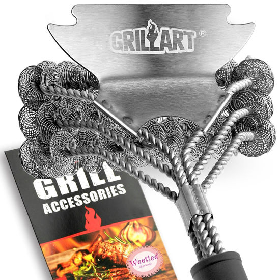 Picture of GRILLART Grill Brush and Scraper Bristle Free - Safe BBQ Brush for Grill -Stainless Grill Grate Cleaner - Safe Grill Accessories for Porcelain/Weber Gas/Charcoal Grill - Gifts for Grill Wizard/Men/Dad