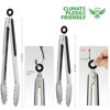 Picture of Hotec Stainless Steel Kitchen Tongs Set of 2 - 9" and 12", Locking Metal Food Tongs Non-Slip Grip