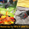 Picture of QUWIN BBQ Gloves, Oven Gloves 1472℉ Extreme Heat Resistant, Grilling Gloves Silicone Non-Slip Oven Mitts, Kitchen Gloves for BBQ, Grilling, Cooking, Baking-1 Pair… (Black, One Size Fits Most)