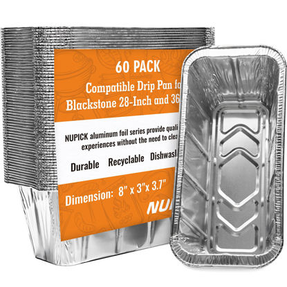 Picture of NUPICK 60-Pack Grease Cup Liners for Blackstone 17"/22"/30"/28"/36" Griddle, Drip Pan Grease Catcher Cup Liner for Blackstone 5017, Disposable Aluminum Foil Drip Pan Liner