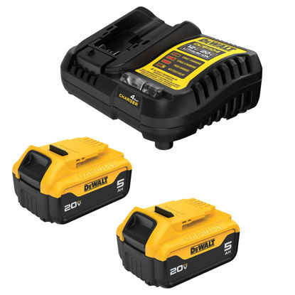 Picture of DEWALT 20V MAX Lithium-Ion Battery 2-Pack and Charger, 5.0 Ah, Battery Starter Kit (DCB205-2c)
