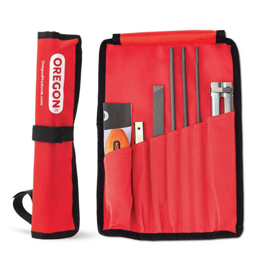 Picture of Oregon Universal Chainsaw Field 7pc Sharpening Kit - Includes 5/32", 3/16", and 7/32" Round Files, 6" Flat File, Handle, Filing Guide, and Travel Pouch (617067)