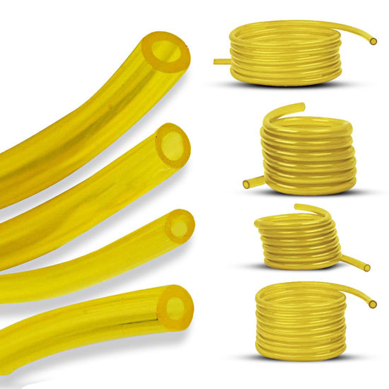 Picture of 4 Sizes Petrol Fuel Gas Line Pipe Hose Tubing For String Trimmer Chainsaw Blower Lawn Mower and other Power Tools For 2 Cycle Small Engine Poulan, Craftman and more (Yellow 4PC)