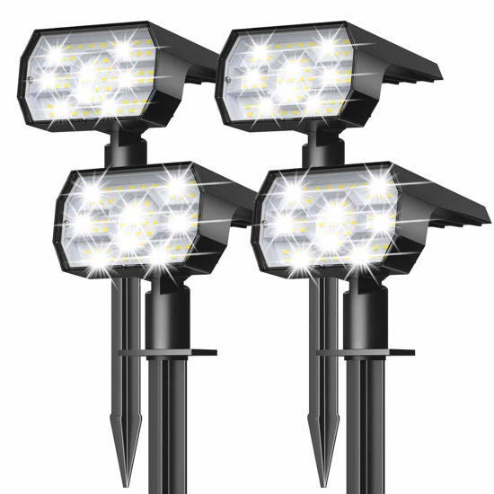 Picture of NYMPHY Solar Lights Outdoor Waterproof IP68, 56 LED 3 Lighting Modes Solar Powered Garden Yard Spot Solar Lights for Outside Landscape- 4 Pack (Cool White)