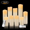 Picture of Vinkor Flameless Candles Battery Operated Candles Real Wax Pillar LED Candles with 10-Key Remote and Cycling 24 Hours Timer (Ivory 4" 5" 6" 7" 8" 9")