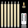 Picture of GenSwin Flameless Ivory Taper Candles Flickering with 10-Key Remote, Battery Operated Led Warm 3D Wick Light Window Candles Real Wax Pack of 6, Christmas Home Wedding Decor(0.78 X 9.64 Inch)