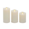 Picture of Matchless Candle Co. by Luminara Set of 3 (3" x 4.5",5.5",6.5") Flameless LED Flickering Battery Candle Moving Flame Pillar, Melted Edge, Real Wax Smooth Finish (Unscented)