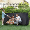 Picture of VIVOHOME 8ft Heavy Duty Indoor Outdoor Firewood Storage Log Rack with Cover Combo Set Black