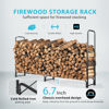 Picture of VIVOHOME 8ft Heavy Duty Indoor Outdoor Firewood Storage Log Rack with Cover Combo Set Black