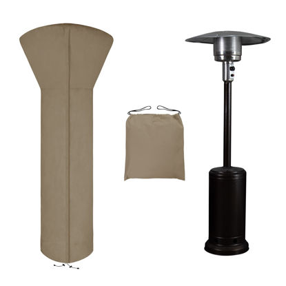 Picture of Easy-Going Patio Heater Cover with Zipper and Storage Bag, Waterproof Outdoor Heater Cover Dustproof, UV-Resisant, Wind-Resistant (89"H x 33"D x 19"B, Camel)