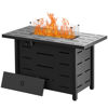 Picture of Walsunny 43 inch Outdoor Propane Fire Pit 50,000 BTU Gas Fire Pit Table with Lid, Glass Wind Guard, Waterproof Cover, Rectangle Gas Firepit Table for Garden/Patio, CSA Certification