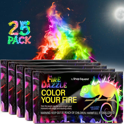 Picture of Fire Dazzle Fire Color Changing Packets for Fire Pit - 25 Pack Color Packets, Flame Changer for Fire Pit and Campfires - Camping Games Accessories for Kids and Adults