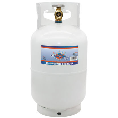 Picture of Flame King YSN10LB 10LB Steel Propane Tank Cylinder with Type 1 Overflow Protection Device Valve, for Camping, Fire Pits, Heaters, Grills, Overlanding, White