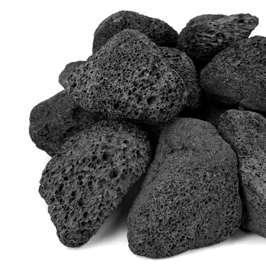 Picture of Mr. Fireglass Lava Rock Granules, Large Black Volcanic Lava Rock for Fire Bowls, Fire Pits, Gas Log Sets, Indoor or Outdoor Fireplaces - 10 Pounds (2.75"-5")