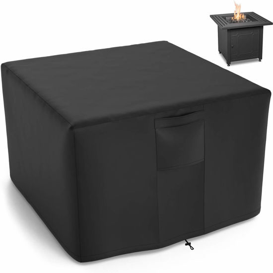 Picture of NUPICK 30 Inch Square Fire Pit Cover for Propane Fire Pit/Table, 100% Waterproof Cover Fits 28/30/32 Inch Fire Pit, All Weather Resistant