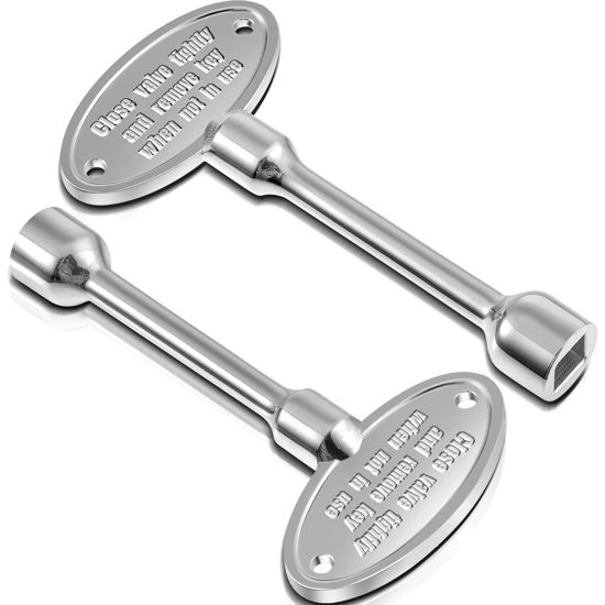 Picture of Tondiamo 2 Pcs Universal Gas Valve Key Fireplace Key for Gas Fire Pits Polished Brass Replacement Gas Key for Outdoor Gas Fireplace Fits Both 1/4-inch and 5/16-inch Turn Ball (Silver,3 Inch)
