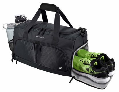 Picture of Ultimate Gym Bag 2.0: The Durable Crowdsource Designed Duffel Bag with 10 Optimal Compartments Including Water Resistant Pouch (Black, Medium (20"))