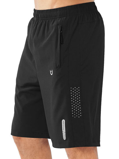 Picture of NORTHYARD Men's Athletic Running Shorts Quick Dry Workout Shorts 7"/ 5"/ 9" Lightweight Sports Gym Basketball Shorts Hiking Exercise Black-9inch L