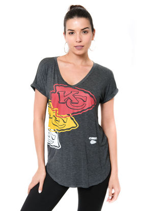 Picture of Ultra Game Women's Standard Vintage Stripe Soft Modal Tee Shirt, Heather Charcoal, Large