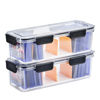 Picture of DEEIF Toploader Storage Box, Trading Card Storage Box with 5 Dividers, Hard Plastic TCG Card Storage Box for Top Loaders, Large for 165 Toploaders 650 Cards (2 Pack)
