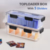 Picture of DEEIF Toploader Storage Box, Trading Card Storage Box with 5 Dividers, Hard Plastic TCG Card Storage Box for Top Loaders, Large for 165 Toploaders 650 Cards (2 Pack)