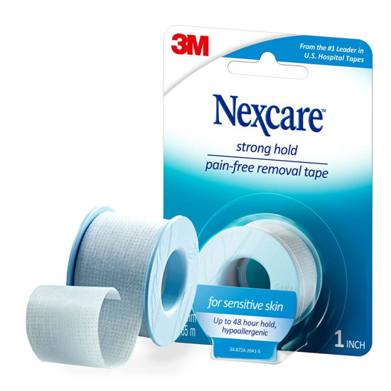 Picture of Nexcare Strong Hold Pain-Free Removal Tape, Silicone Adhesive, Secures Dressing and Lifts Away Cleanly - 1 In x 4 Yds, 1 Roll of Tape