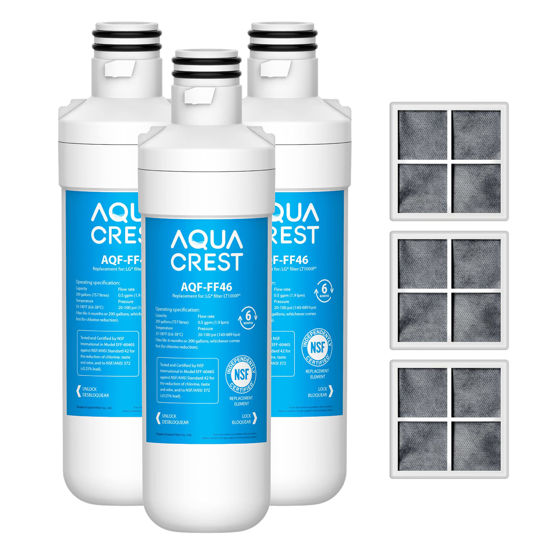 Picture of AQUA CREST LT1000PC ADQ747935 Replacement for LG® LT1000P®/PC/PCS ThinQ® Refrigerator Water Filter, LMXS28626S, LFXS26973S, MDJ64844601, ADQ74793501, ADQ74793502 and LT120F® Air Filter, 3 Combo