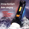 Picture of E-SHIDAI Solar/Rechargeable Multi Function 1000 Lumens LED Flashlight, with Emergency Strobe Light and 1200 Mah Battery, Emergency Power Supply and USB Charging Cable, Fast Charging (1PC)